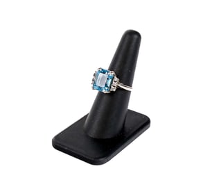 14K White Gold, Topaz and Diamond Ring