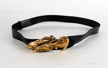 Gucci Patent Leather Belt with Double Horse Buckle