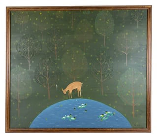 MINE Landscape on Canvas with a Deer