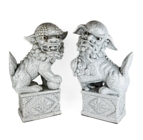 Chinese Complimentary Pair Crackle Glazed Foo Dogs