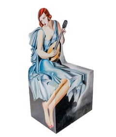 After Tamara de Lempicka Hand Painted Wood Bench