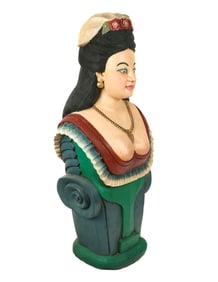 Carved and Polychrome Monumental Bust