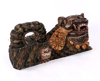 Carved and Polychromed Foo Lion