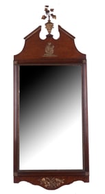 Adam Style Walnut and Gilt Decorated Mirror