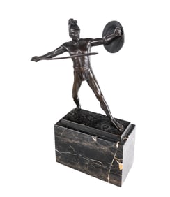 Grand Tour Bronze of Warrior on Marble Base