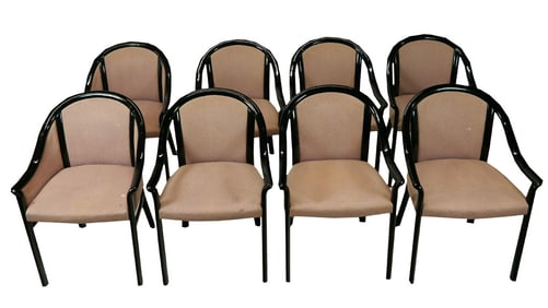 Set Of 8 Modern Ebonized Armchairs