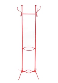 Vintage Red Painted Iron Hall Tree