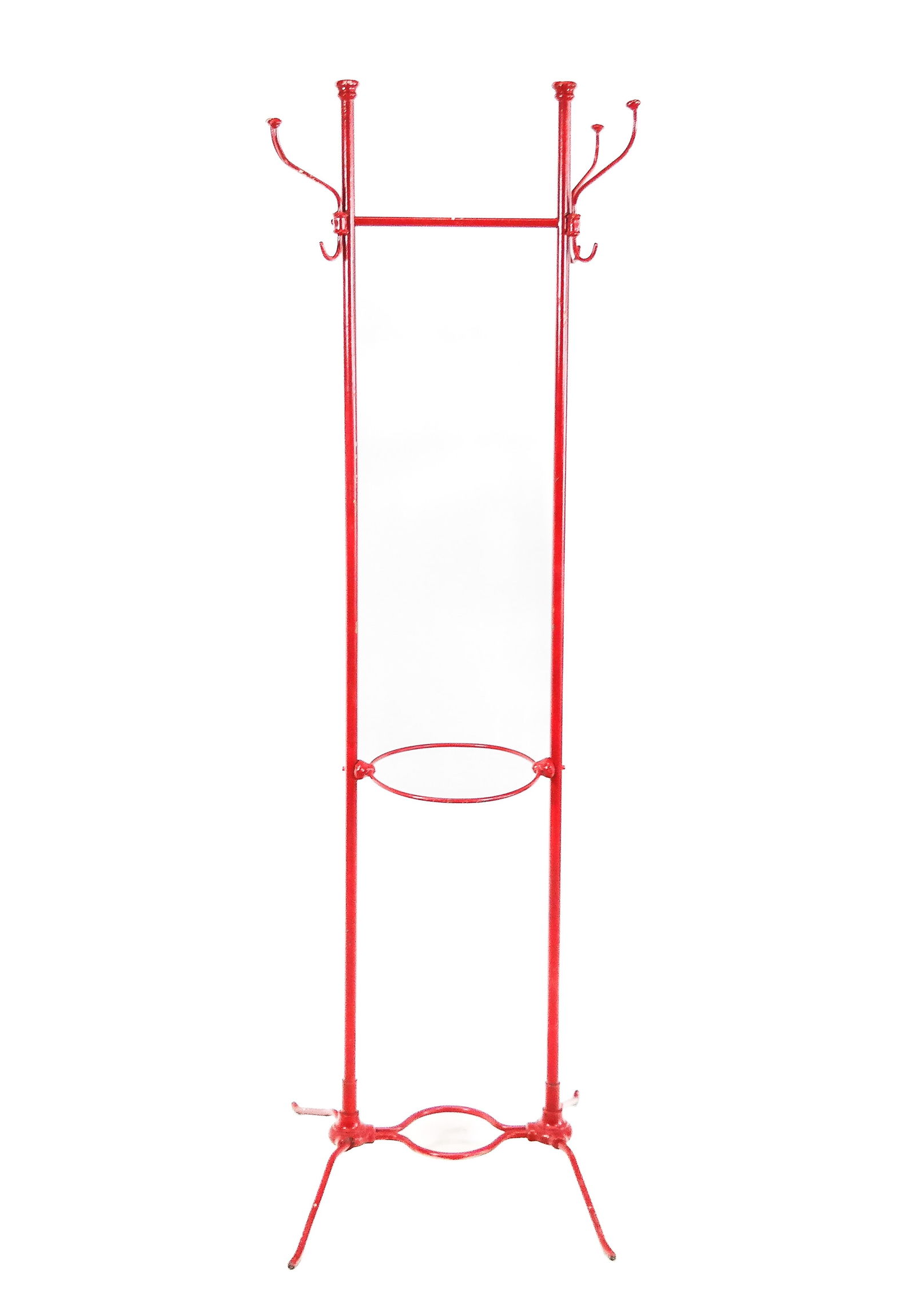 Vintage Red Painted Iron Hall Tree (1 of 10)