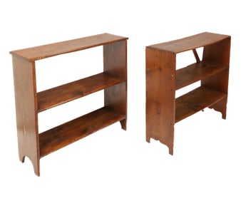 Two Antique Pine Open Shelf Cases