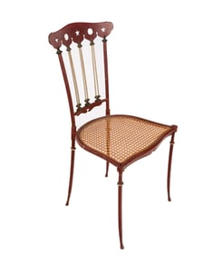 Neoclassical Painted and Caned Iron Side Chair