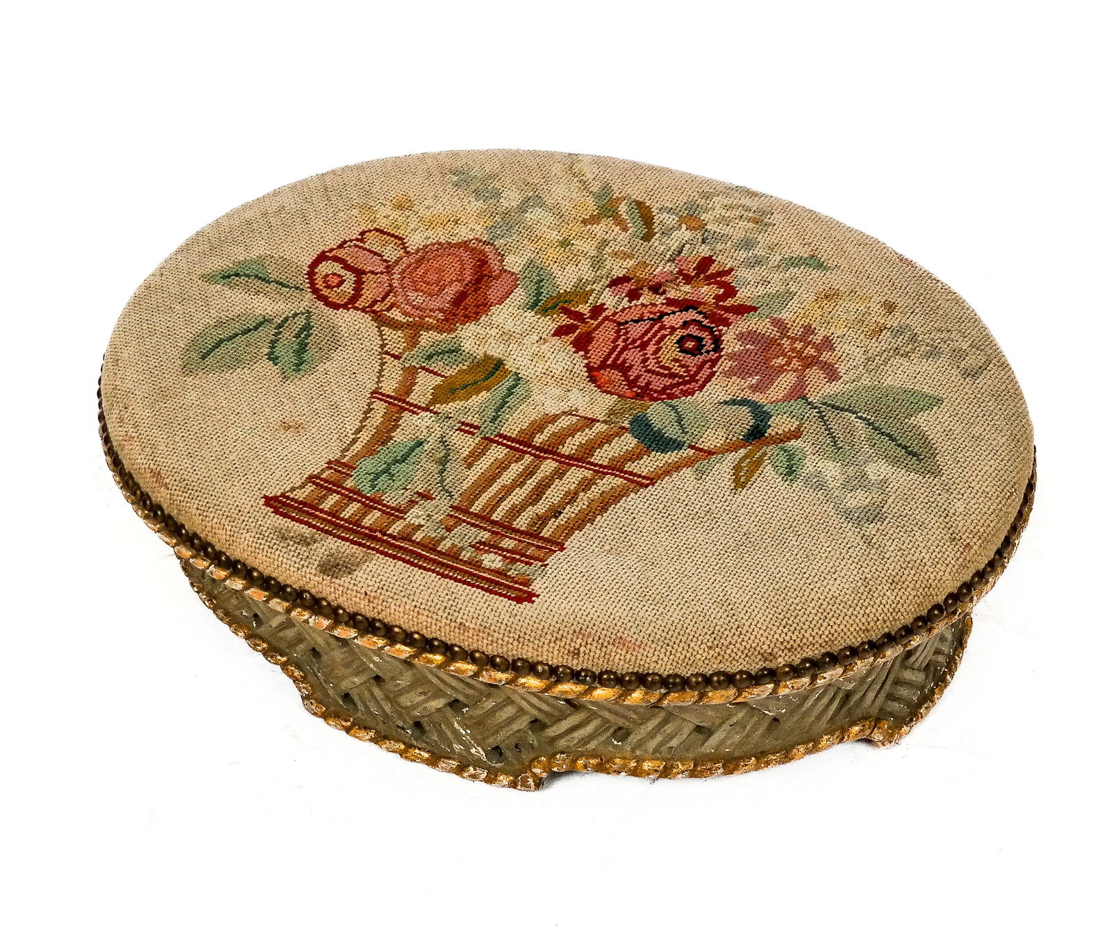 Victorian Painted and Gilded Footstool (1 of 9)