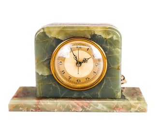 Whitehall Hammond Art Deco Green Onyx Mantel Clock