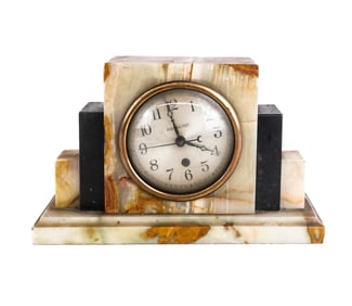 Hammond Art Deco Onyx and Marble Mantle Clock
