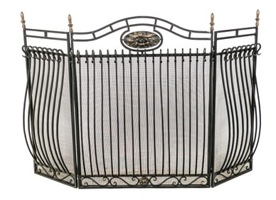 French Iron Three-Fold Fire Screen