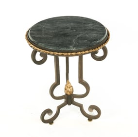Iron And Marble Rope-Trim Gueridon