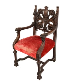 Ornate Gothic Lion-Arm Armchair