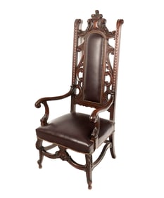 Renaissance-Style Carved Oak Armchair