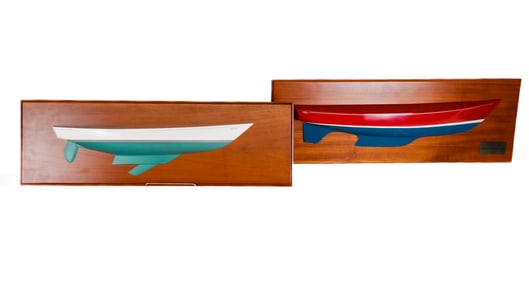 Two Trident Studio Mounted Model Boats