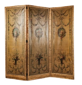 Louis XVI Gilded and Painted Three Panel Screen