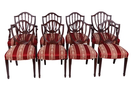 Set Of 8 Shield-Back Dining Chairs
