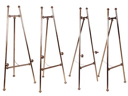 Four Brass Easels: Four brass easels, two complete, two not complete. [16" H x 19" W x 4" D].