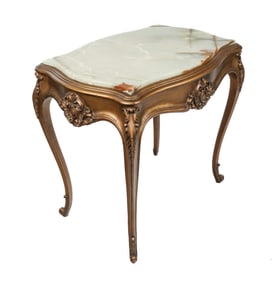 Louis XV Gilded and Green Onyx Center Table