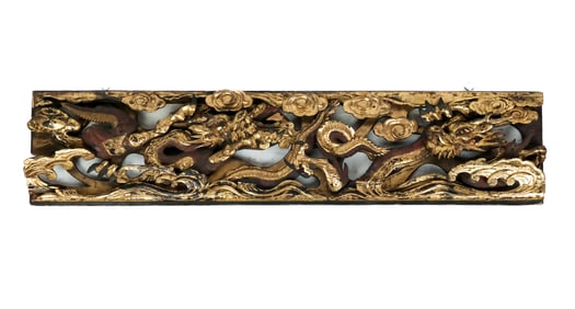 Chinese Gilt Carved Relief Panel