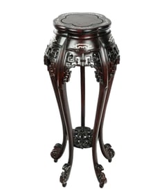 Chinese Carved & Mother-Of-Pearl Inlaid Pedestal