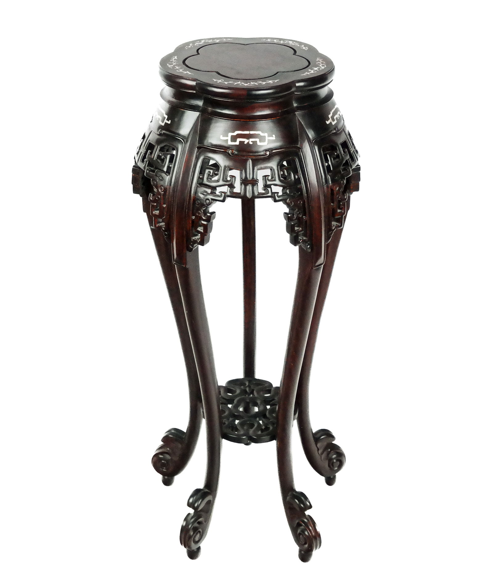 Chinese Carved & Mother-Of-Pearl Inlaid Pedestal (1 of 8)
