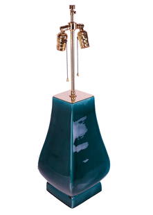 Asian-Inspired Blue-Green Glazed Table Lamp