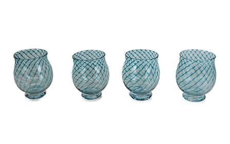Four Hand Blown Art Glass Cups