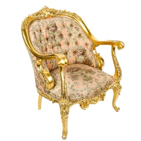 Rococo Baroque Gilded Parlor Fauteuil