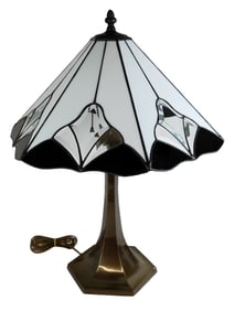After Tiffany Metal and Faux Glass Table Lamp