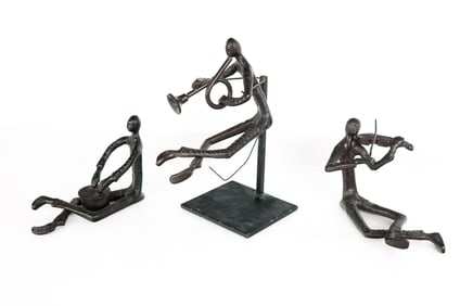 Mid-Century Modern Brutalist Bronze Musicians, 3
