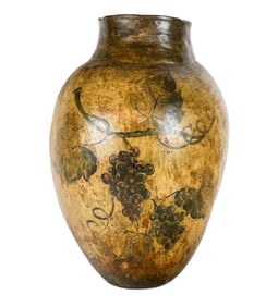 Ceramic Fruit And Leaf Decorated Vase