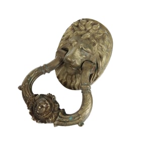 Ornate Bronze Lion-Form Door Knocker