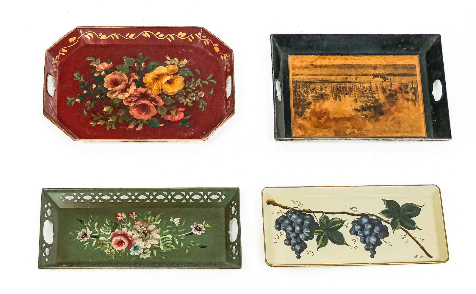 Four Tole Decorated Butler's Trays (1 of 8)