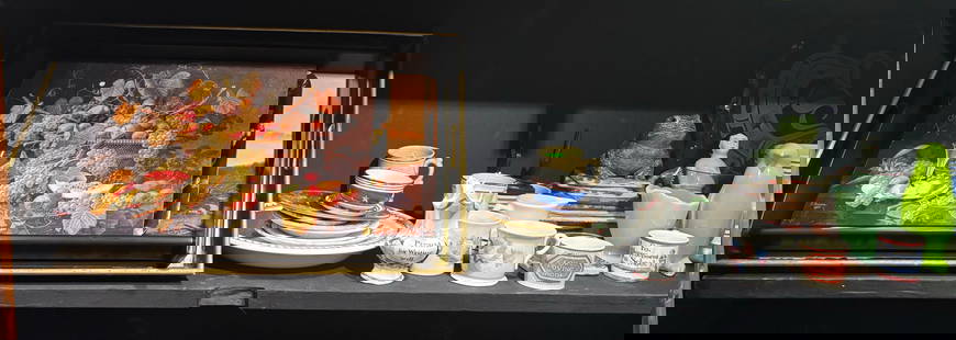 Miscellaneous Group of Trays, Porcelain, Glass etc