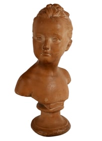 After HOUDON: Terracotta Bust Of A Child