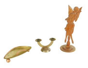 Group Of Three Metal And Wood Objects