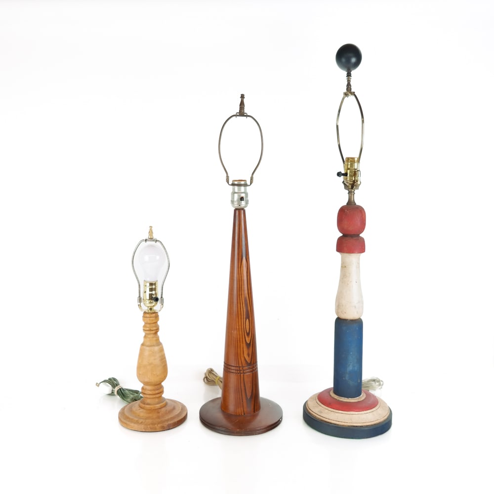 Four Assorted Carved Wood Table Lamps (1 of 10)