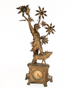 Classical White Metal Sculptural Clock