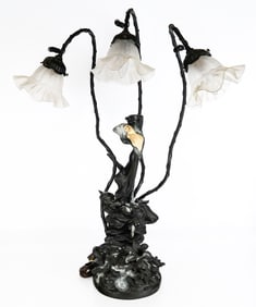 Art Nouveau Lamp, After Auguste Moreau