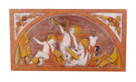 Carved And Painted Overdoor Panel