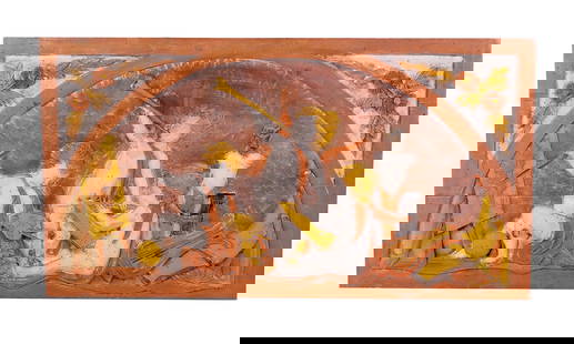 Carved And Painted Overdoor Panel
