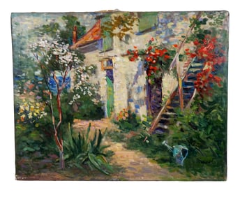 After MONET: House Garden Scene - Oil Painting