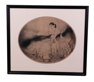 Louis ICART: Woman With Dogs - Print