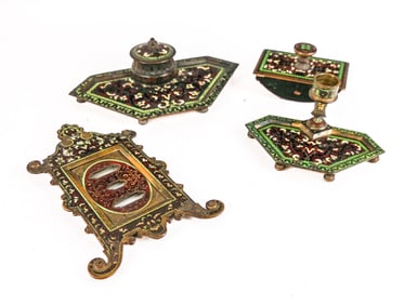 Four Champleve Desk and Wall Articles