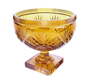 American Brilliant Period Amber Glass Centerpiece