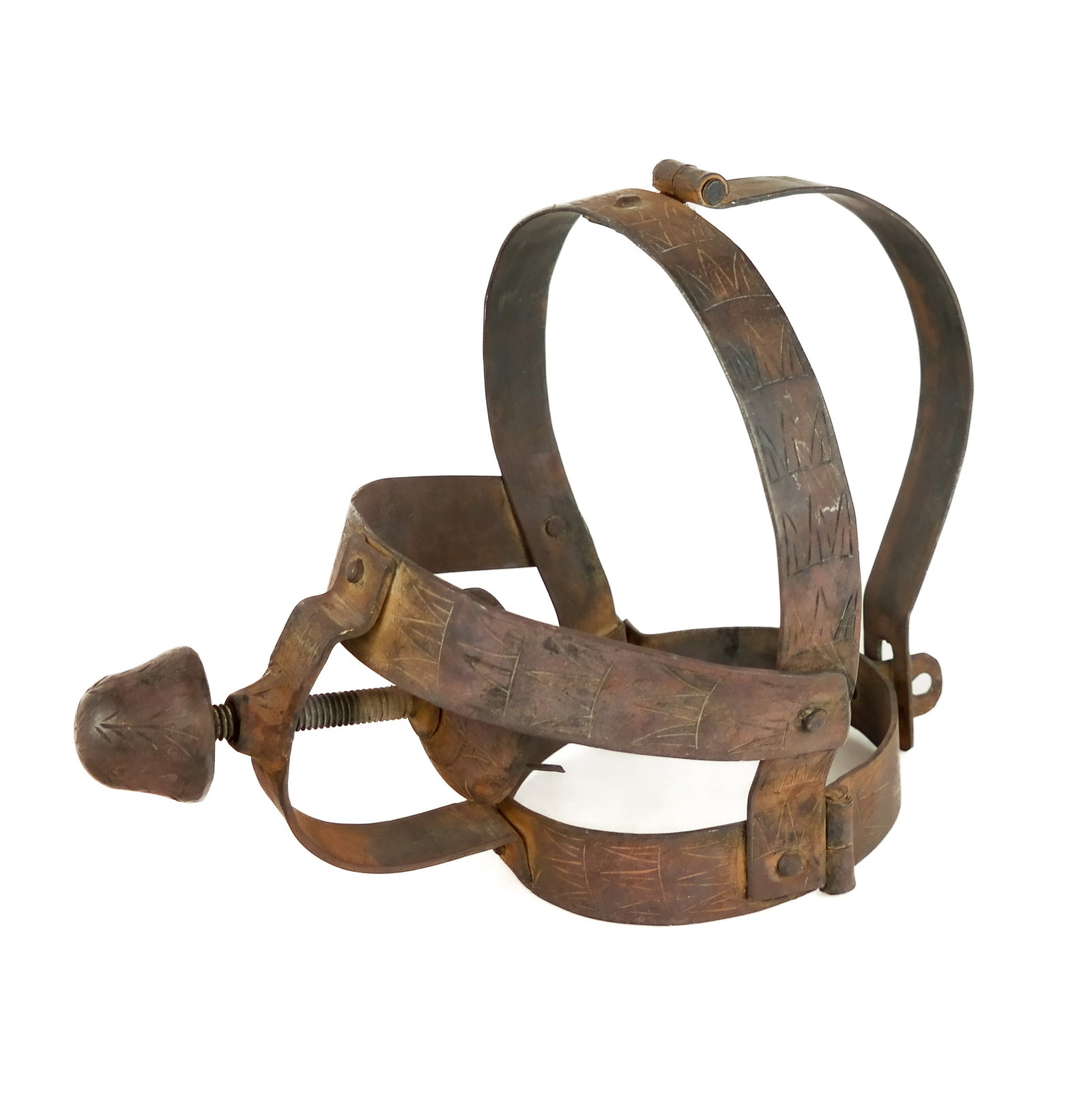 Steel Torture Nose Breaker: Steel nose breaker torture device. [10" H x 13.5" W x 9.5" D].